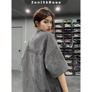 ZenithRose Áo thun nam kiểu Mỹ cổ điển dáng rộng giản dị chất lượng cao phong cách trung tính Áo thun cổ tròn tay ngắn