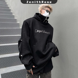 Zenithrose Áo Hoodie nam Maillard Thiết kế cổ điển Áo len có mũ trùm đầu có dây kéo Niche của Mỹ