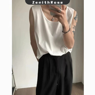 ZenithRose Áo vest nam thanh niên Mỹ không tay mùa hè mới dáng rộng giản dị áo vest trắng