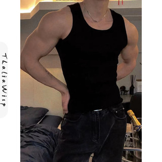 Thaliawisp Áo vest nam mùa hè tập gym cotton bó sát thể thao thể dục thấm mồ hôi đáy áo thun trắng