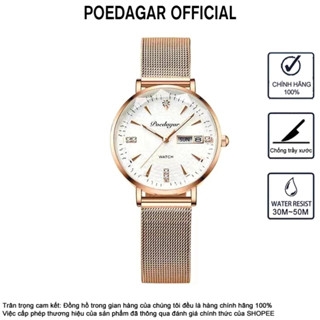 Đồng Hồ Nữ Chính Hãng POEDAGAR 312 Dây Đeo Kim Loại Đồng Hồ Vàng Kích Thước Nhỏ Thời Trang Lịch Đơn Giản Chống Thấm Nước Dạ Quang Ngày Lễ Tình Nhân Quà Tặng Cô Gái Quà Tặng