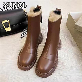 YUNCI boot nữ Tăng Chiều Cao Maillard linh hoạt và sang trọng Đẹp Mềm mại FSX24B01QO 45Z241106
