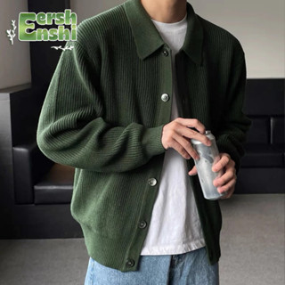 Áo len nam EERSHENSHI màu trơn dáng rộng phong cách lười biếng cardigan dệt kim giản dị phong cách trung tính