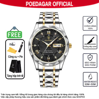 Đồng hồ kim loại nam bán chạy Chính hãng POEDAGAR 615 Đồng hồ dây thép không gỉ nam sang trọng, cao cấp Máy Thụy Sĩ chất lượng cao Lịch Dạ Quang Chống Nước Chống Trầy Xước Trang trí kim cương Quà tặng sinh nhật nam