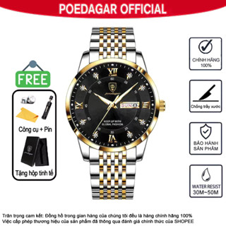 Đồng hồ nam POEDAGAR 836 chính hãng Dây thép không gỉ Đồng hồ doanh nhân sang trọng Lịch Tuần Màn hình kép Dạ quang chống nước chống trầy xước Khóa bướm Nhập khẩu Phong trào Thụy Sĩ Thời gian chính xác Kim cương Thiết kế trang trí Quà tặng sinh nhật nam