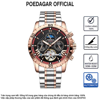 Đồng hồ cơ hoàn toàn tự động Đồng hồ nam sang trọng POEDAGAR 1410G Đồng hồ chính hãng Dây đeo bằng thép không gỉ dành cho nam Đồng hồ cơ kim loại Đồng hồ đa chức năng Lịch Chronograph Chống nước Dạ quang Phong cách kinh doanh Đồng hồ đeo tay nam Quà tặng