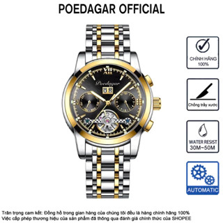 Đồng hồ cơ nam chính hãng POEDAGAR 8051 Đồng hồ cao cấp bằng kính Sapphire Đồng hồ đa chức năng Chronograph chống nước Dạ quang phong cách kinh doanh Đồng hồ cơ tự động Đồng hồ cơ trung niên Quà tặng ngày của cha