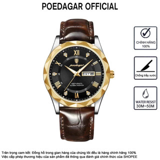 Nam Dây Da Đồng Hồ POEDAGAR 615 Phong Cách Kinh Doanh Xu Hướng Thời Trang Lịch Dạ Quang Chống Thấm Nước Nam Đồng Hồ Thạch Anh Nam Quà Tặng