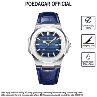 Đồng Hồ Nam Dây Da Thật Chính Hãng POEDAGAR 613 Đồng Hồ Vuông Tàu Ngầm Đồng Hồ Phong Cách Kinh Doanh Sang Trọng Đồng Hồ Thời Trang Nam Quà Tặng