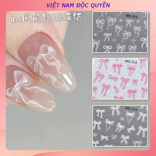 Miếng dán móng tay nơ dễ thương màu hồng 5D nhẹ nhàng, miếng dán móng tay nơ đơn giản và ngọt ngào, miếng dán móng tay keo dán lưng, túi xách trẻ em, vỏ điện thoại, miếng dán, hộp đựng tai nghe, miếng dán, que DIY