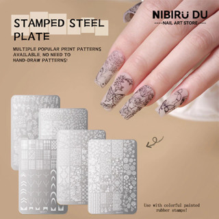 Khuôn in nail khuôn gấm nail đồ làm nail Móng Tay Khuôn In Hình Tấm Thép Chuyển Khuôn Bướm Hoa Phong Cách Pháp Tranh