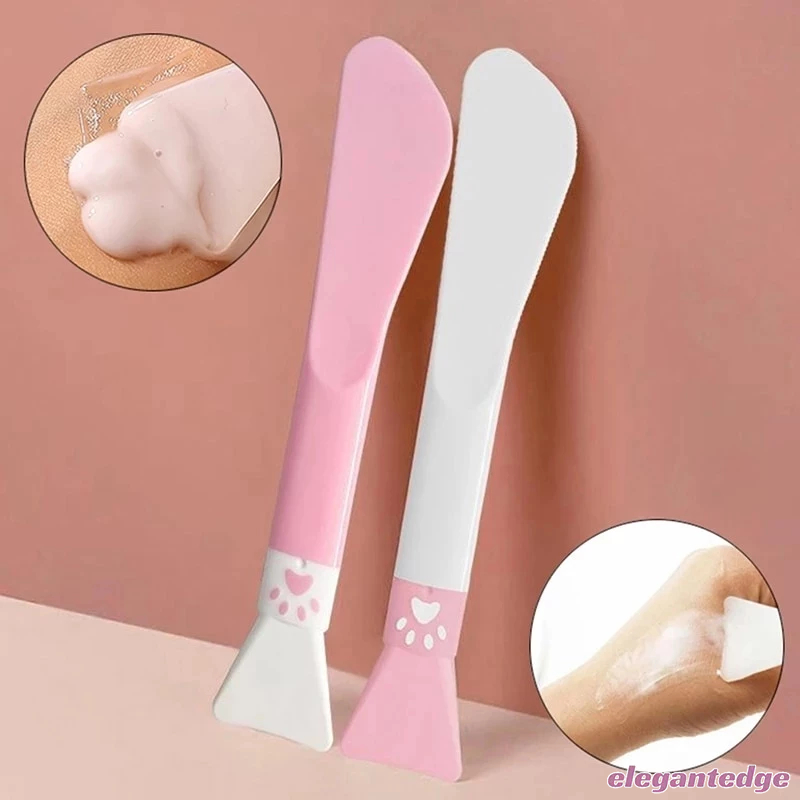 💟Elegant💟1 Cọ Silicon Mềm Hai Đầu Quét Mặt Nạ Chăm Sóc Da Cho Nữ (Màu Trắng + Hồng)
