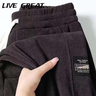  LIVE GREAT Trực TIẾP TUYỆT VỜI Quần Nam Nhật Bản phong cách đường phố Retro Vải nhung Thể thao Quần nỉ thông thường 