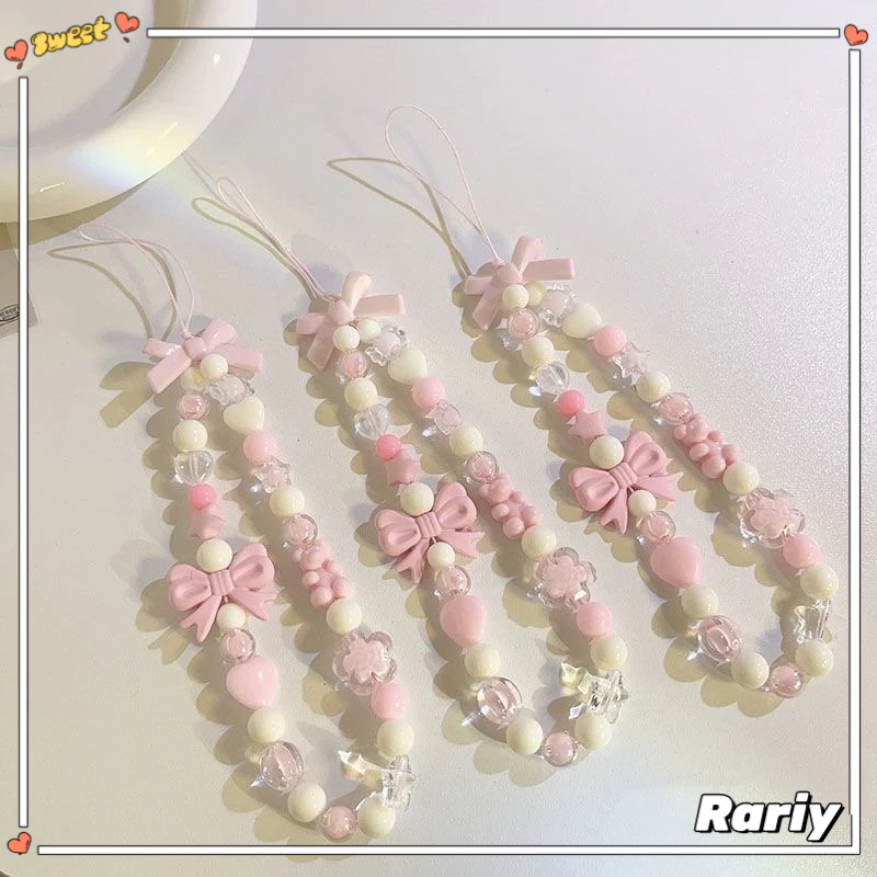 Dây Đeo Điện Thoại màu hồng ngọt ngào / Airpods Hình Chiếc Nơ Màu Hồng Chống Mất Tích Hợp Nhẫn Tiện Dụng -RY