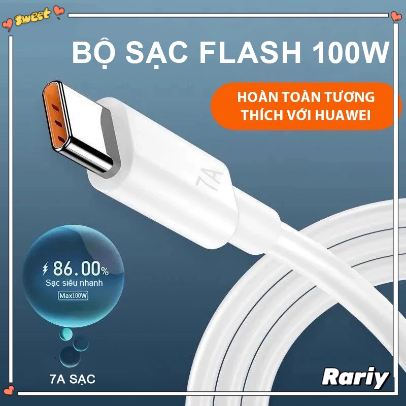 Dây cáp sạc nhanh Type-C sạc siêu nhanh 7A cho cáp sạc Flash điện thoại 1m 1.5m 2m-RY
