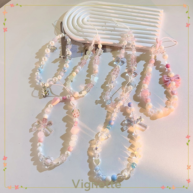 [Vignette] - COD Dây chuyền điện thoại di động đính cườm nơ tình yêu pha lê phong cách ngọt ngào