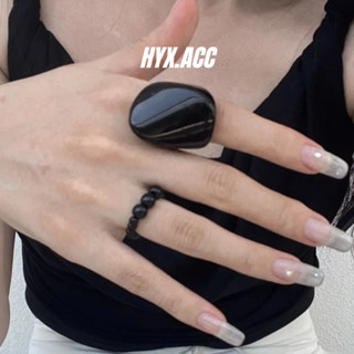 Nhẫn nữ Nhẫn nhựa Acrylic màu đen thời trang