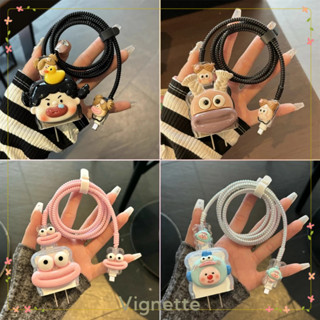 [Vignette] - COD Bộ phụ kiện bảo vệ cáp và củ sạc Đôi mắt to ngộ nghĩnh Môi dày trang trí 3D silicon Thích hợp cho IP 20W