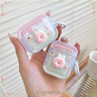 [Vignette] - COD Vỏ bảo vệ tai nghe Bluetooth hình bánh rán màu hồng dễ thương thích hợp cho Airpod 1/2/3/Pro/Pro2