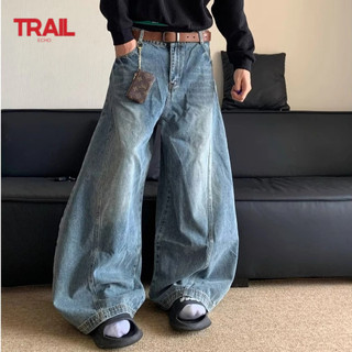 Quần jean nam Trail Echo mùa thu mới của Mỹ Retro Quần thẳng dáng rộng đa năng