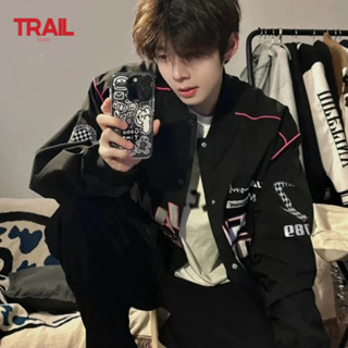 Áo khoác nam in chữ Trail Echo Áo khoác phong cách đua xe phong cách Hàn Quốc mới Áo phù hợp cho mùa thu
