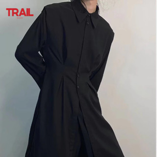 Áo khoác gió dài vừa phải màu trơn dành cho nam Trail Echo Áo dài tay cao cấp phong cách Hàn Quốc mới cho mùa thu