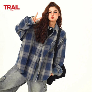 Áo sơ mi kẻ sọc nam Trail Echo Áo dài tay phong cách cổ điển Hàn Quốc mới cho mùa thu