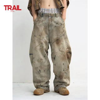 Trail Echo Nam Wasteland Retro Jeans Mùa Thu Mới Mỹ Retro Quần Thẳng Đa Năng