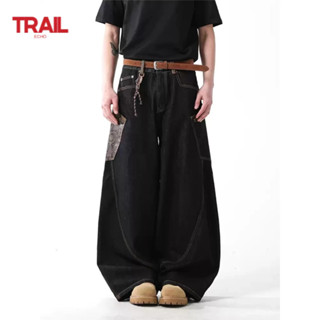 Quần jean nam Trail Echo Mùa hè mới của Mỹ cổ điển in hình con rắn túi lớn quần ống rộng