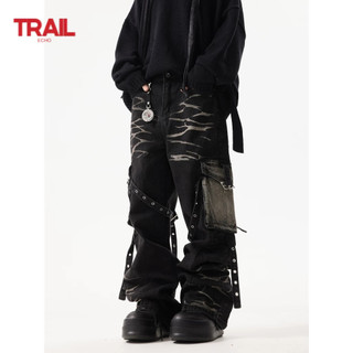 Quần jean nam Trail Echo Mùa hè mới phong cách đường phố cổ điển kiểu Mỹ phù hợp với quần thẳng túi lớn