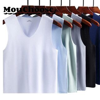 áo thun nam Kích thước lớn tùy chọn áo vest lụa băng cho nam thể thao liền mạch đáy áo thun không tay cổ chữ V
