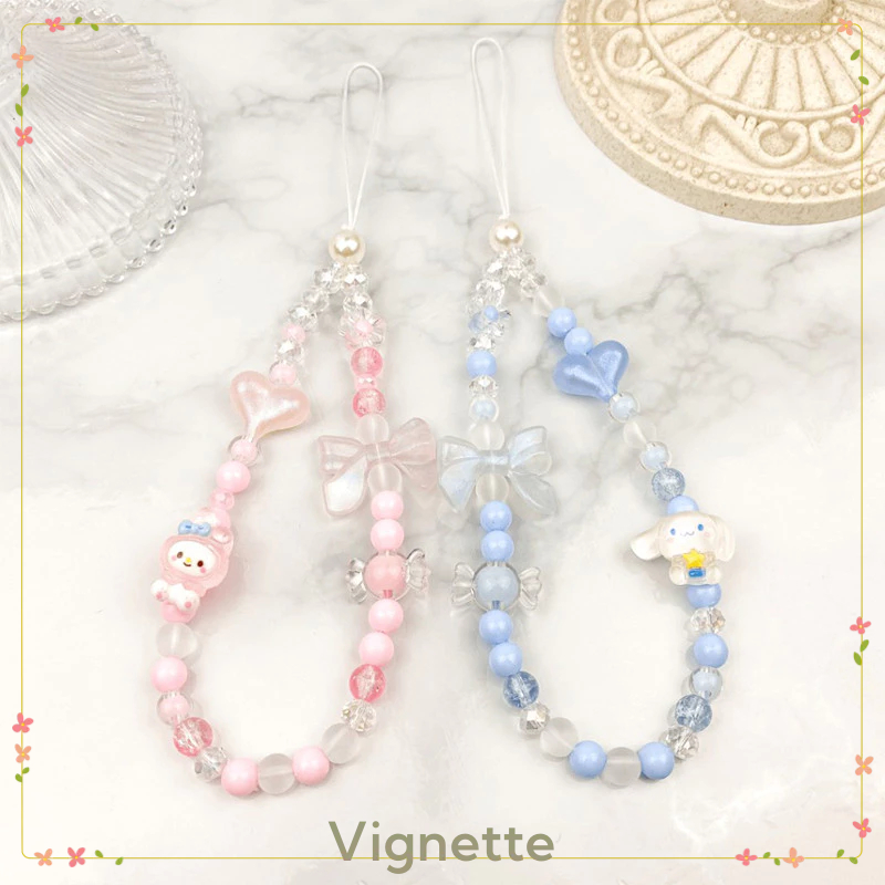 [Vignette] - COD Dây chuyền điện thoại hoạt hình Disney Dây buộc đính cườm sáng tạo Mặt dây chuyền vỏ điện thoại nhỏ dễ thương