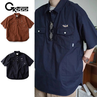  Áo sơ mi nam GKSSS tay ngắn Nhật Bản Bông Tai Kẹp thương hiệu hợp thời trang thêu họa tiết áo sơ mi bảo hộ lao động 
