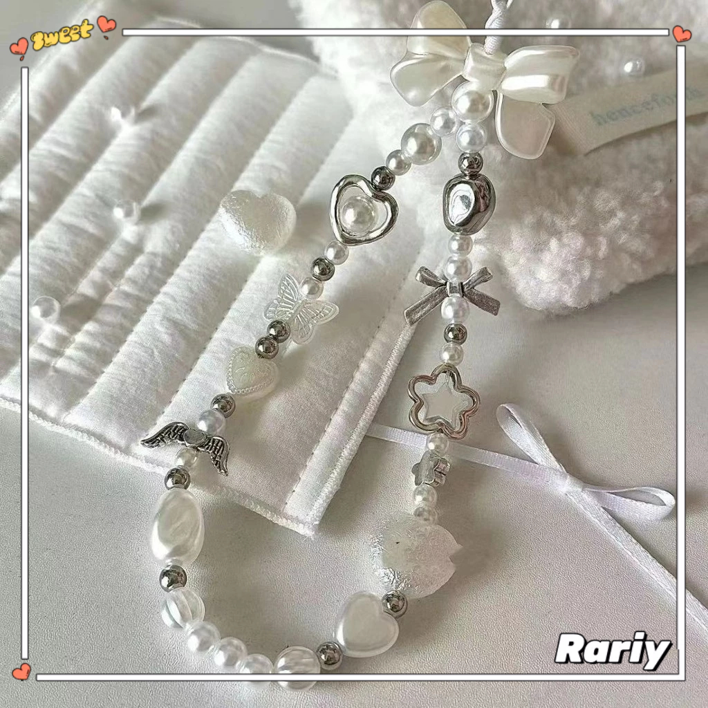 Dây chuyền máy ảnh phong cách Ins Dây chuyền điện thoại nơ bạc Dây chuyền điện thoại trái tim cô gái tươi-RY