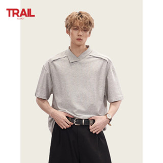 Áo Polo Nam Trail Echo Mùa Hè Mới Hàn Quốc Retro Màu Trơn Cổ Áo Ngắn Tay