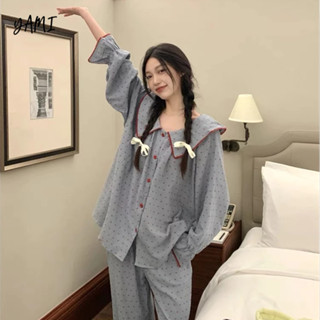 YAMI Bộ Đồ Ngủ Dài Tay Nữ Influencer Phong Cách Thu Đông Dài Tay