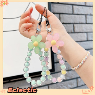 - Eclectic - Dây chuyền điện thoại di động đính cườm hoa màu kẹo vỏ điện thoại di động Bộ tai nghe mặt dây chuyền