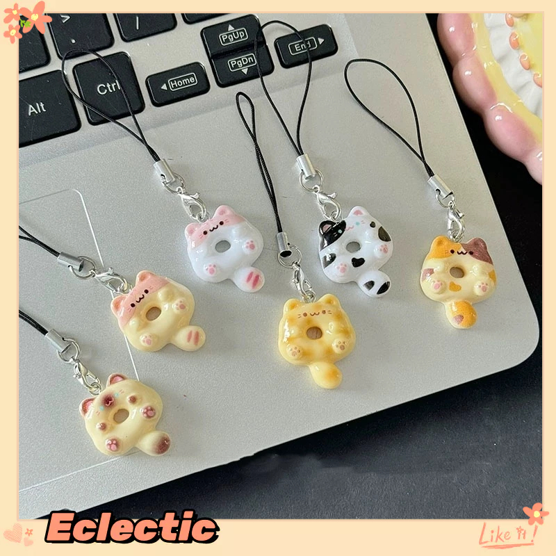 - Eclectic - Mặt dây chuyền điện thoại di động hình mèo tương phản hoạt hình dễ thương