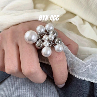  Nhẫn Nữ Niche Phóng Đại Nhiều Ngọc Trai Đính Hạt Tua Rua 