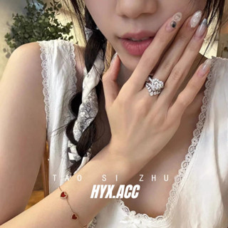 Nhẫn Nữ Siêu Sáng Bóng Hình Trái Tim Zircon V-cut Thái Zircon Nhẫn Zircon