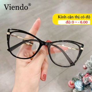 Gọng kính cận có độ mắt mèo nữ nam Viendo đổi màu khi ra nắng chống ánh sáng xanh tia uv kim loại kính mát thời trang mắt kính -0.5/-1.0/-1.5/-2.0/-2.5/-3.0/-3.5/-4.0/-4.5/-5.0/-5.5/-6.0