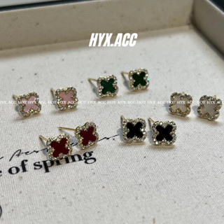 Bông tai nữ Bông tai cỏ ba lá Zircon dát siêu nhỏ tinh tế