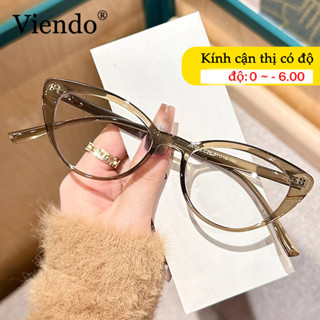 Gọng Kính Giả Cận Nữ VIENDO Mặt Kính mắt mèo nhựa Chông Tia UV Ánh Sáng Xanh Đổi Màu Khi Ra Nắng Thời Trang  -1.0/-2.0/-3.0/-4.0/-5.0/-6.0
