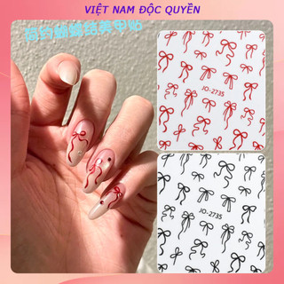  Miếng dán móng tay có hoa văn nơ sang trọng nhẹ nhàng đơn giản thiết kế 6 màu nơ ruy băng hoa văn không đều đa năng trái tim nữ tính nhãn dán nơ đen trắng bán buôn 