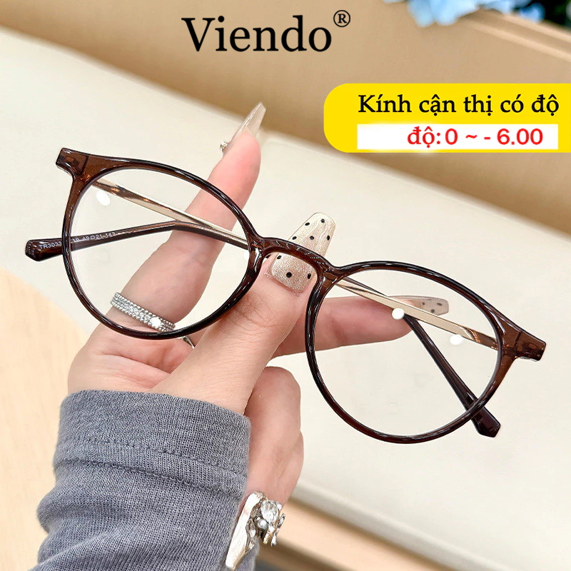 Gọng Kiếng Cận Nam Nữ VIENDO Gọng Kính Mắt Cận Tròn Chông Tia UV Ánh Sáng Xanh Đổi Màu Khi Ra Nắng Thời Trang -1.0/-2.0/-3.0/-4.0/-5.0/-6.0