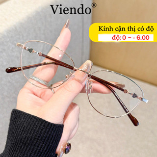 Kính Cận Gọng Mắt Mèo Nữ VIENDO Mặt Kính Kim Loại Chông Tia UV Ánh Sáng Xanh Đổi Màu Khi Ra Nắng Thời Trang 0/-1/-2/-3/-4/-5/-6