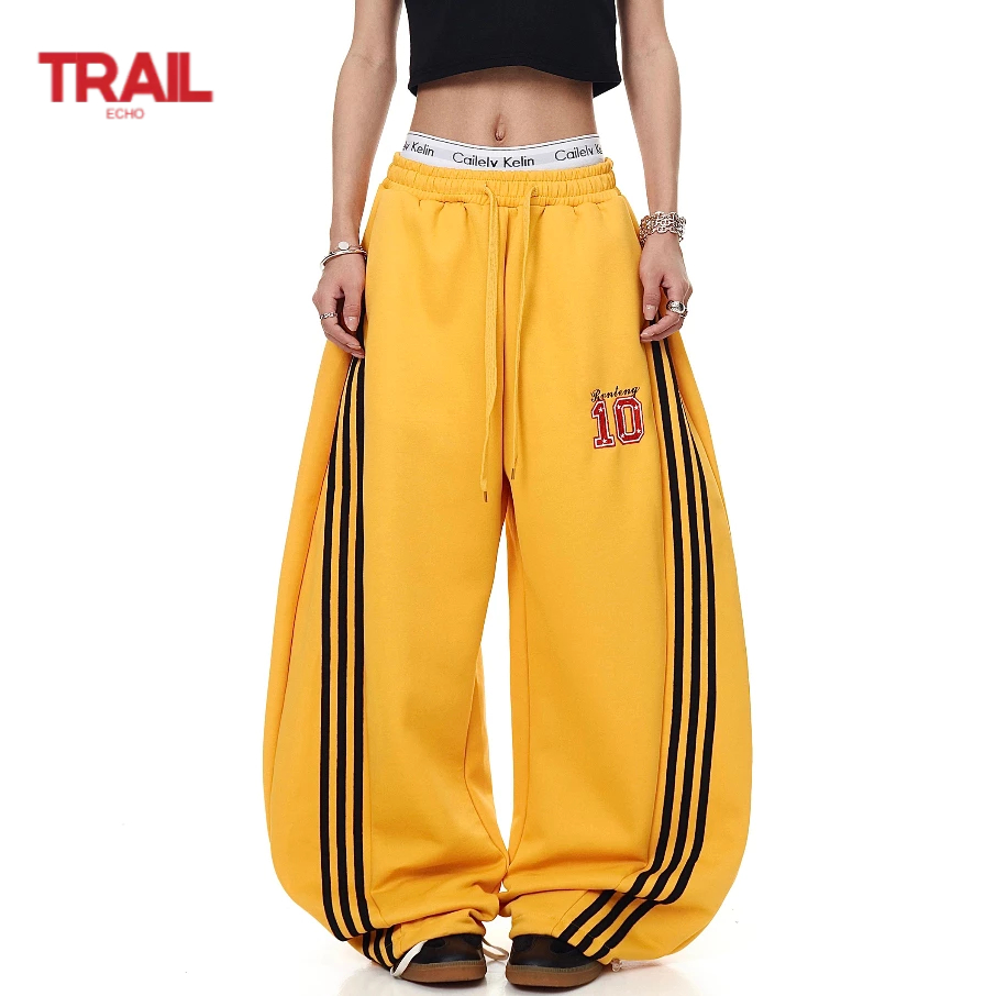 Quần Trail Echo Unisex nỉ sọc retro phong cách Hàn Quốc