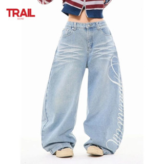 Quần Jean Trail Echo Unisex Kiểu Mỹ Cổ Điển, In Hình Cá Tính, Phù Hợp Mùa Thu