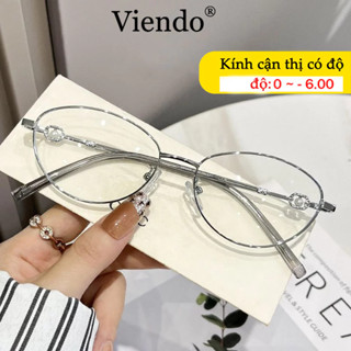  Gọng Kiếng Cận Kim Loại Nhỏ Nam Nữ VIENDO Bäu Duc Oval Gọng Kính Mắt Chông Tia UV Ánh Sáng Xanh Đổi Màu Khi Ra Nắng Thời Trang 0 -1 -2 -3 -4 -5 -6 