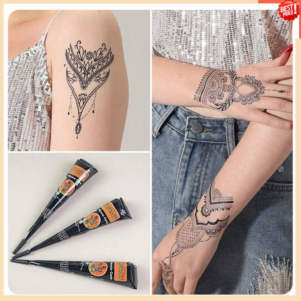 Bộ dụng cụ xăm tạm thời Henna và Jagua Gel, phù hợp DIY làm quà tặng cho nữ và trẻ em